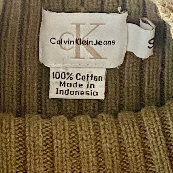 Calvin Klein Womens Sz S Cotton Ribbed Knit Mock Turtleneck Sweater Olive Green - Picture 8 of 9